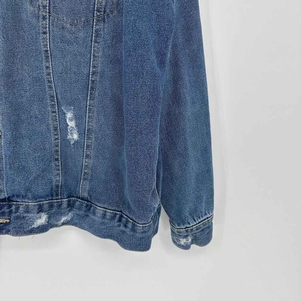 Roebuck & Co Jacket Mens XL Distressed Denim Jean Trucker Button Up Vintage y2K - Picture 3 of 12